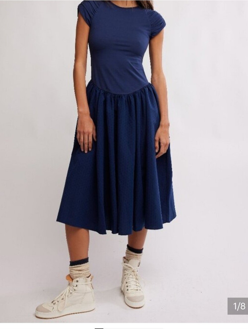 NWOT Free People Afternoon Elegance Midi Dress- Indigo Pura